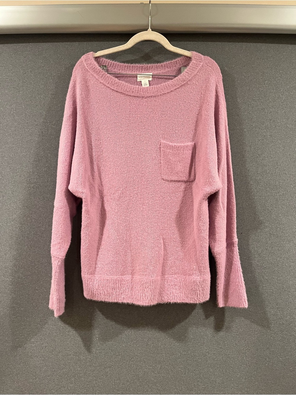 Caslon Dusty Pink Fuzzy Crewneck Sweater with Pocket